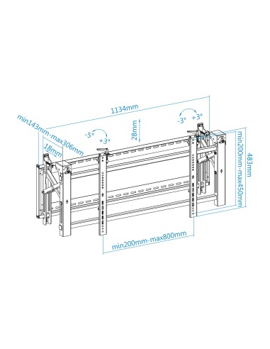 Soporte Video Wall de Pared para Pantalla 45- 70, Negro