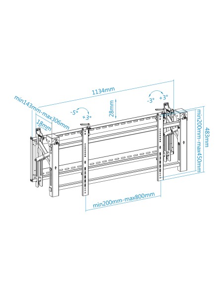 Soporte Video Wall de Pared para Pantalla 45- 70, Negro