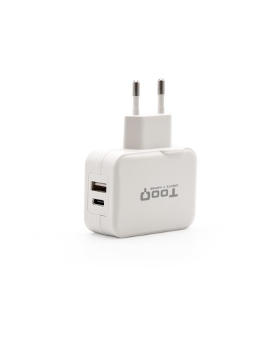 Cargador de Pared doble puerto USB-C + USB A, 27W