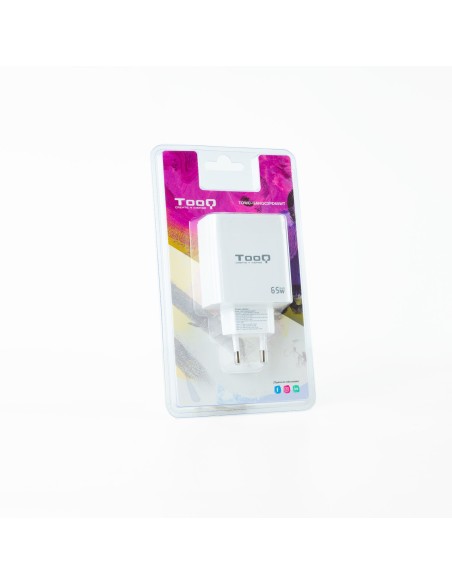 Cargador de Pared GaN 2USB-C/PD + USB-A/QC 65W, Blanco