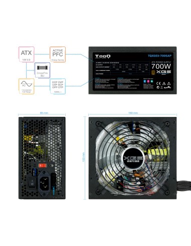 TQXGEII-700SAP unidad de fuente de alimentación 700 W 20+4 pin ATX ATX Negro