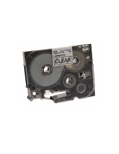 Black on Clear Gloss Laminated Tape, 12mm cinta para impresora de etiquetas TZ