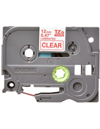 TZE-132 cinta para impresora de etiquetas Rojo sobre transparencia