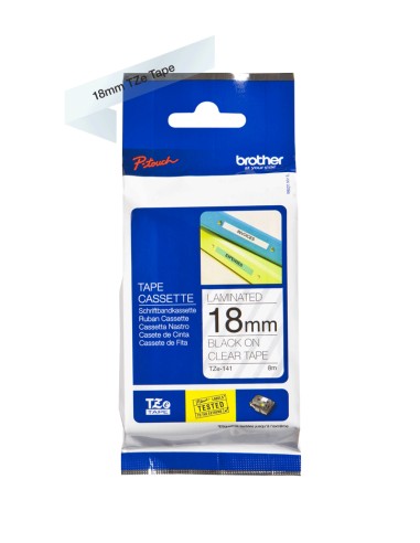 TZE-141 cinta para impresora de etiquetas Negro sobre transparente