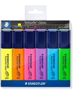 Estuche 6 marcadores textsurfer classic colores surtidos diseno happy