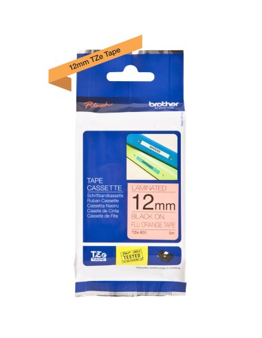 TZE-B31 cinta para impresora de etiquetas Negro sobre naranja fluorescente