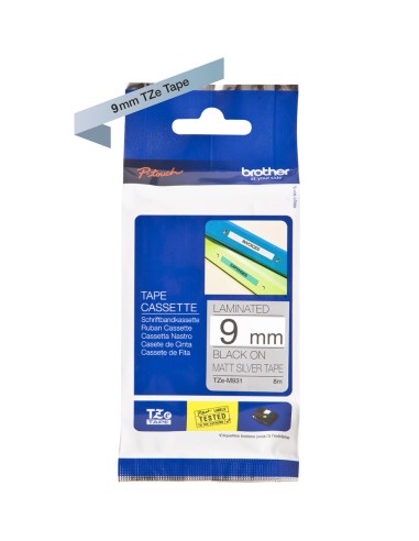 TZE-M921 cinta para impresora de etiquetas Negro sobre metálico