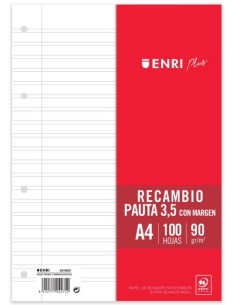 Recambio a4 100h 4 taladros 90g pauta 35 con margen enri