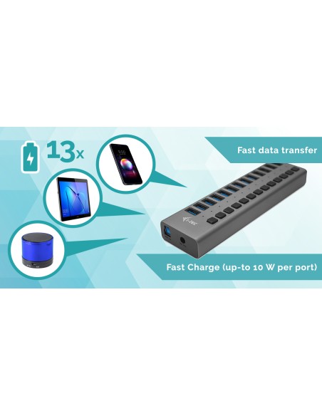 USB 3.0 Charging HUB 13port + Power Adapter 60 W