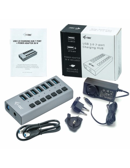 USB 3.0 Charging HUB 7port + Power Adapter 36 W