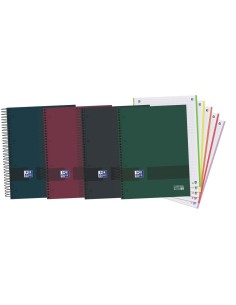 Paq 5 cuaderno espiral a4 120h 90g cuad 5x5 microperforado oxfordampyou colores neutros