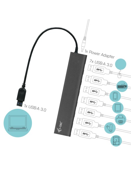 Metal Superspeed USB 3.0 7-Port Hub