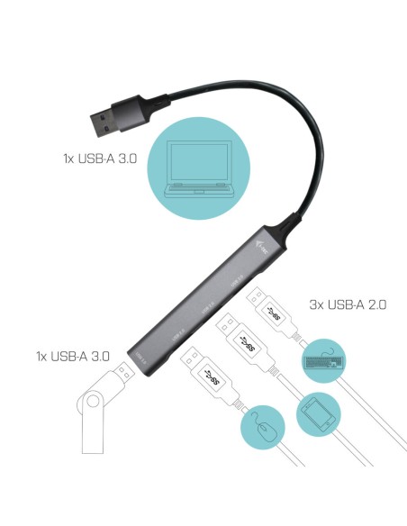 Metal USB 3.0 HUB 1x USB 3.0 + 3x USB 2.0