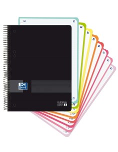 Paq 4 cuaderno espiral a5 160h 90g cuad5x5 ebook8 liveampgo color negro