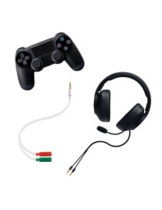 Cable adaptador Audio Jack 3.5/M 4pines - 2xJack 3.5/H 3pines, blanco, 20 cm 2