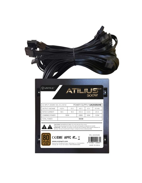 ATX Atilius 2.0 Black 500W 80+ Bronze unidad de fuente de alimentación 20+4 pin ATX Negro