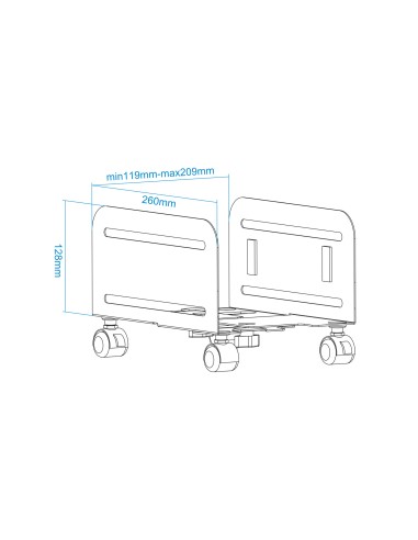 Soporte metálico para CPU de suelo con ruedas