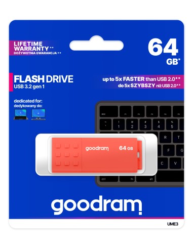 UME3 unidad flash USB 64 GB USB tipo A 3.2 Gen 1 (3.1 Gen 1) Naranja