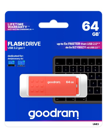UME3 unidad flash USB 64 GB USB tipo A 3.2 Gen 1 (3.1 Gen 1) Naranja