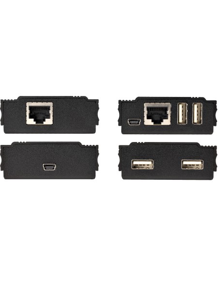Hub Concentrador Extensor USB 2.0 de 4 Puertos por un Solo Cable Ethernet CAT5e/CAT6 RJ45 - 100m - Juego de Alargador USB - Caj