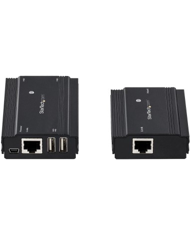 Hub Concentrador Extensor USB 2.0 de 4 Puertos por un Solo Cable Ethernet CAT5e/CAT6 RJ45 - 100m - Juego de Alargador USB - Caj