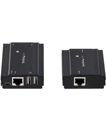 Hub Concentrador Extensor USB 2.0 de 4 Puertos por un Solo Cable Ethernet CAT5e/CAT6 RJ45 - 100m - Juego de Alargador USB - Caj