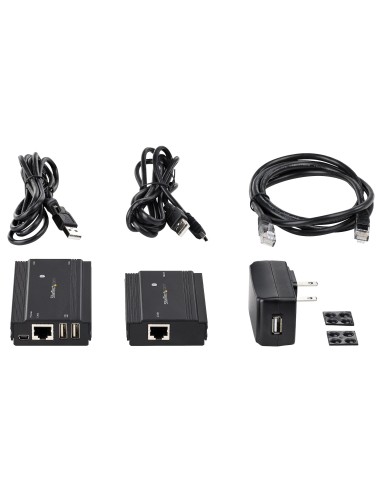 Hub Concentrador Extensor USB 2.0 de 4 Puertos por un Solo Cable Ethernet CAT5e/CAT6 RJ45 - 100m - Juego de Alargador USB - Caj