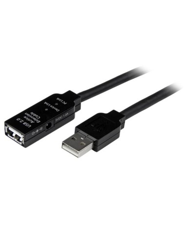 Cable de Extensión Alargador de 35m USB 2.0 Alta Velocidad Activo Amplificado - Macho a Hembra USB A - Negro