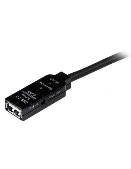 Cable de Extensión Alargador de 35m USB 2.0 Alta Velocidad Activo Amplificado - Macho a Hembra USB A - Negro