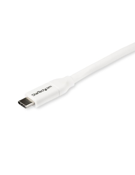 Cable de 2m USB-C a USB-C con capacidad para Entrega de Alimentación de 5A - USB TipoC - Cable de Carga USBC - Blanco