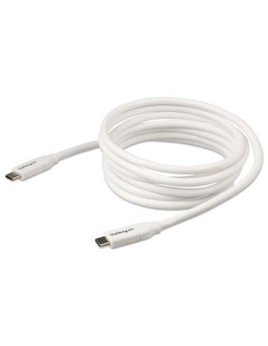 Cable de 2m USB-C a USB-C con capacidad para Entrega de Alimentación de 5A - USB TipoC - Cable de Carga USBC - Blanco