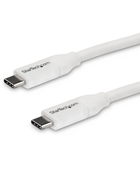 Cable 4m USB-C a USB-C con capacidad para Entrega de Alimentación de 5A - USB Tipo C - Cable de Carga USBC - USB 2.0 - Blanco