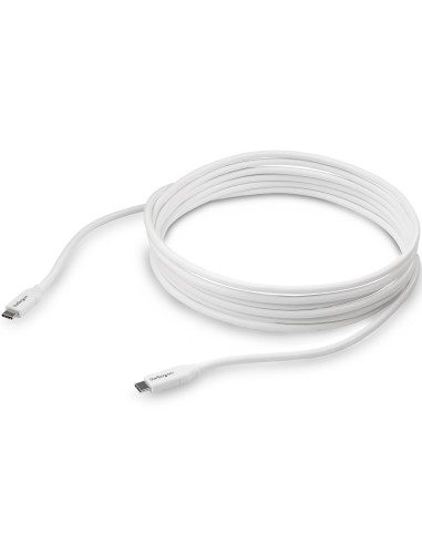 Cable 4m USB-C a USB-C con capacidad para Entrega de Alimentación de 5A - USB Tipo C - Cable de Carga USBC - USB 2.0 - Blanco