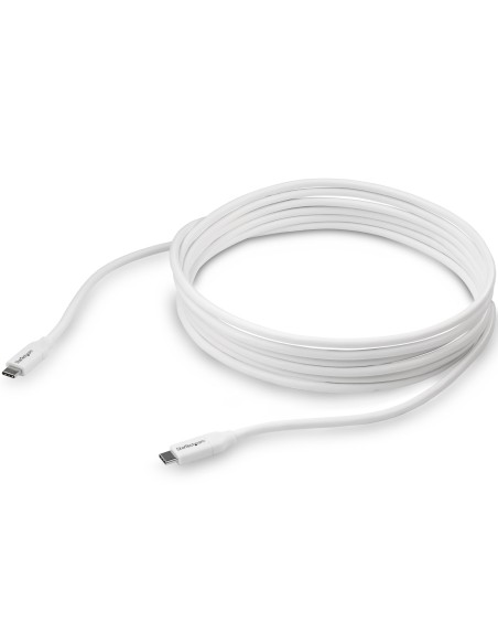 Cable 4m USB-C a USB-C con capacidad para Entrega de Alimentación de 5A - USB Tipo C - Cable de Carga USBC - USB 2.0 - Blanco