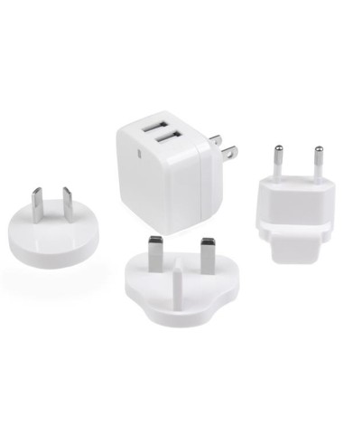 Cargador de Pared USB de 2 Puertos para Tablets Smartphones - Cargador Blanco de Alta Potencia para Viajes