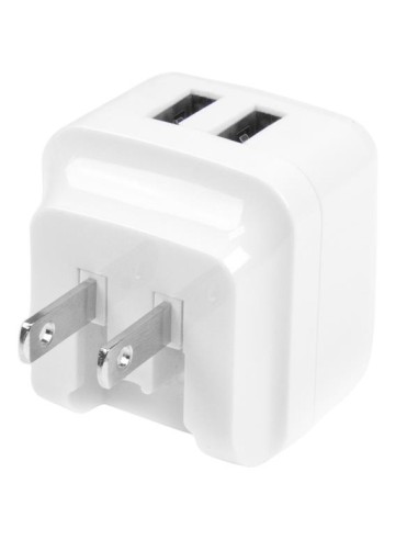 Cargador de Pared USB de 2 Puertos para Tablets Smartphones - Cargador Blanco de Alta Potencia para Viajes