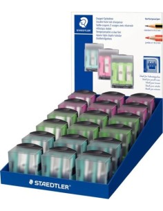 Exp 18 afilalapices doble plastico con deposito colores surtidos