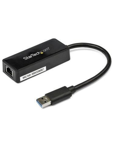 Adaptador Tarjeta de Red NIC Externa USB 3.0 de 1 Puerto Gigabit Ethernet RJ45 y Puerto USB - Negro