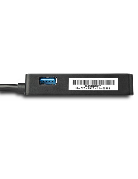 Adaptador Tarjeta de Red NIC Externa USB 3.0 de 1 Puerto Gigabit Ethernet RJ45 y Puerto USB - Negro