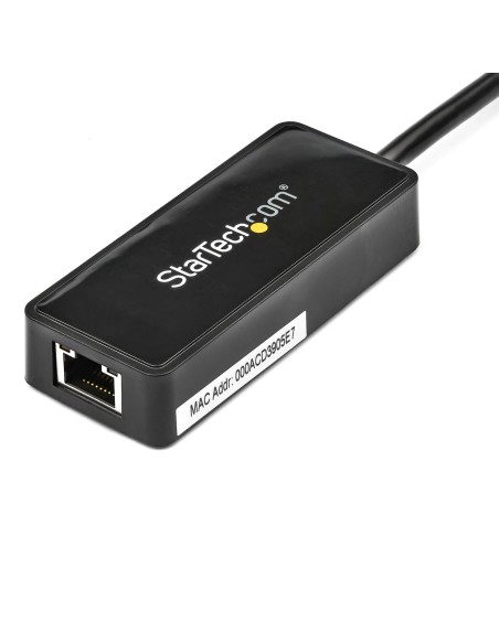 Adaptador Tarjeta de Red NIC Externa USB 3.0 de 1 Puerto Gigabit Ethernet RJ45 y Puerto USB - Negro