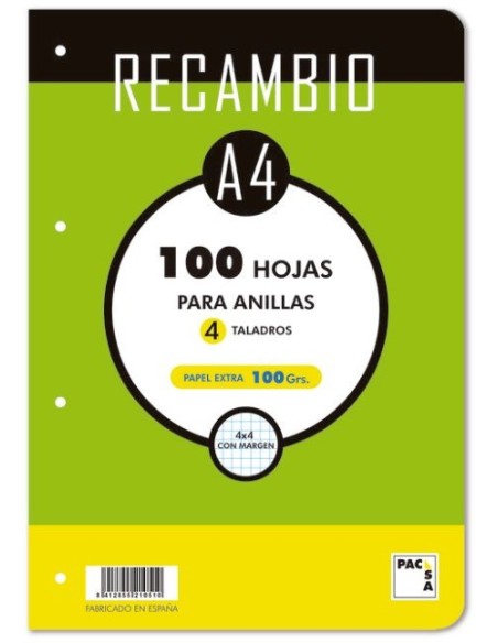Recambio a4 100h 4 taladros 100g cuad4x4 c m cantos redondeados