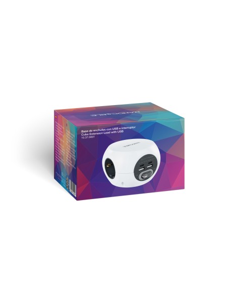 Base de 3 enchufes con 4 USB's (2 USB A + 2 USB-C), con interruptor