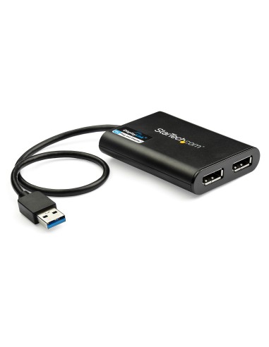 Adaptador Gráfico Externo USB 3.0 a DisplayPort Doble 4K60 DisplayLink - Cable Conversor USB 3.0 a DP de Vídeo