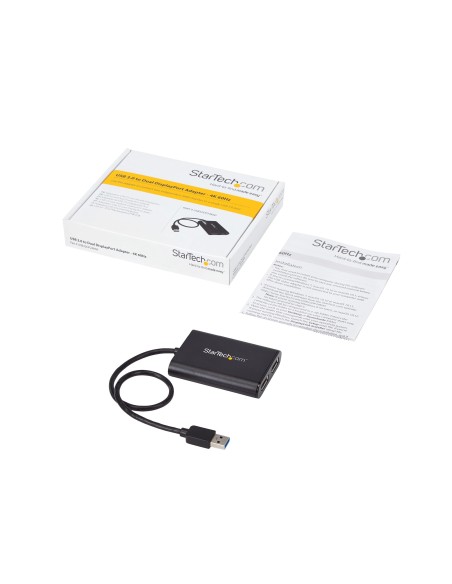 Adaptador Gráfico Externo USB 3.0 a DisplayPort Doble 4K60 DisplayLink - Cable Conversor USB 3.0 a DP de Vídeo