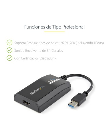 Adaptador USB 3.0 HDMI - Certificado con DisplayLink - 1920x1200