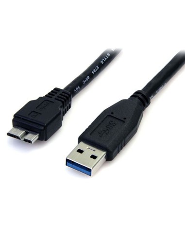Cable 50cm USB 3.0 Super Speed SS Micro USB B Macho a USB A Macho Adaptador - Negro