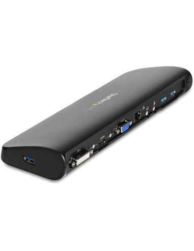 Docking Station USB 3.0 de 2 Monitores para Portátil - HDMI/DVI/VGA - Hub Ladrón 3x USB-A - GbE - Audio - Replicador de Puertos