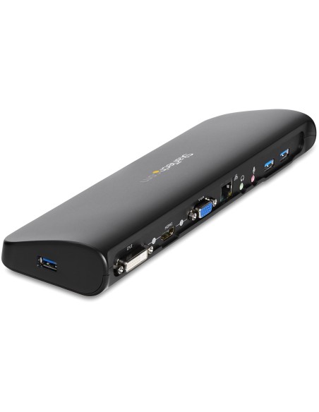 Docking Station USB 3.0 de 2 Monitores para Portátil - HDMI/DVI/VGA - Hub Ladrón 3x USB-A - GbE - Audio - Replicador de Puertos