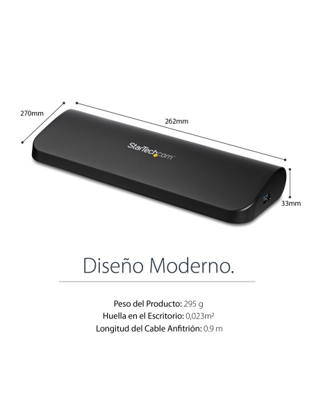 Docking Station USB 3.0 de 2 Monitores para Portátil - HDMI/DVI/VGA - Hub Ladrón 3x USB-A - GbE - Audio - Replicador de Puertos