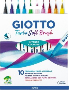 Estuche 10 rotuladores giotto turbo soft brush punta pincel